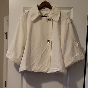 Emma James White Trench Coat with Gold Buttons